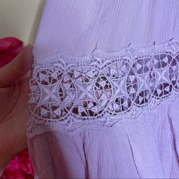 Free People Sky Full of Stars Lavender Crochet Tunic Top Size XS - Picture 7 of 15